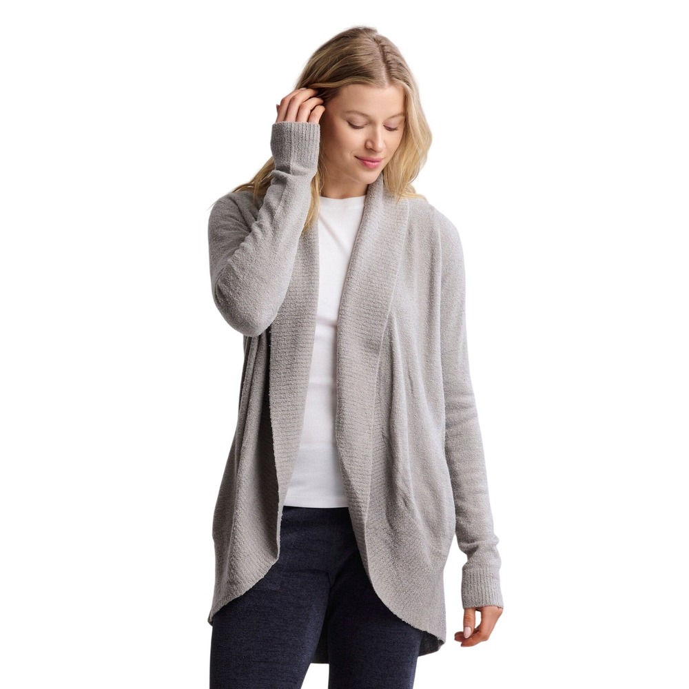 Barefoot Dreams Womens CozyChic Lite Circle Cardigan M Gray Draped Open Front